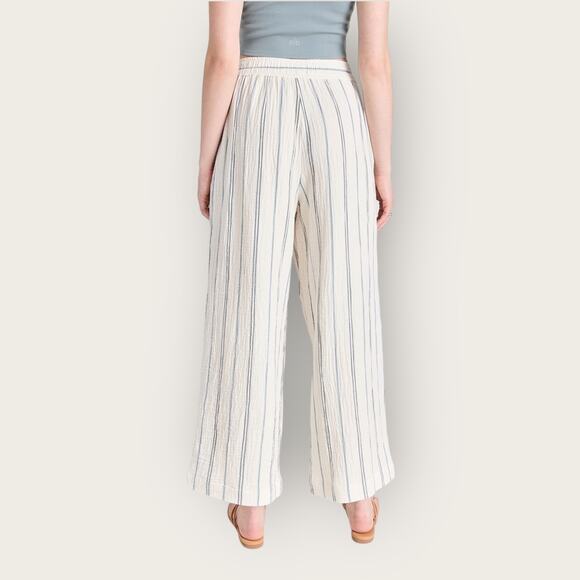 Madewell Untailored Wide-Leg Crop Pant | XXS | White Blue Striped Summer Pants - Picture 12 of 14
